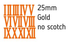 Римські цифри, дзеркальний акрил 2 мм. Колір та розмір на вибір. ( 25 мм, золото, без скотчу)