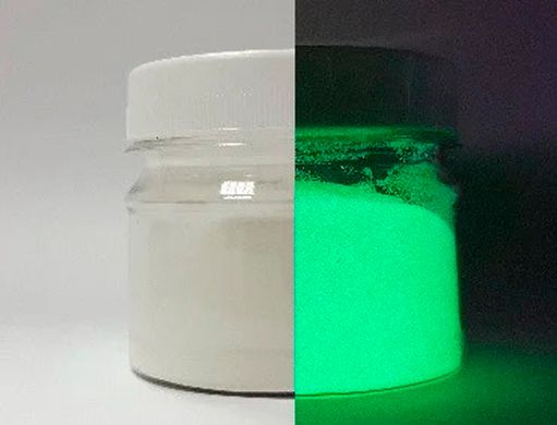 Люмінофор безбарвний\зелене світіння. Уп. 100 г. Пігмент, що світиться в темряві