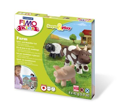 Подарунковий набір Фимо Fimo Kids "Ферма", 4 шт. Глина, стек, інструкції
