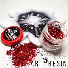 Гліттер декоративні блискітки "Глибокий червоний" Art Resin pigments. 25 мл
