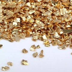 Скляна крихта забарвлений металік глянець колір "Золото" для декору смоли, фракція 1-3 мм, 40 г