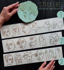 Наклейки цвет золото "Faces" Лица, сет из 6 шт. Art Resin Stickers. Сет #3 для техник ResinArt