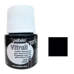 Краска витражная Пебео Pebeo Vitrail (Франция) 45 мл, прозрачная, черный 15