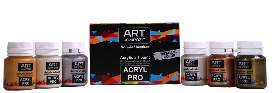 Фарби акрилові ACRYL PRO ART металік, 6 основних кольорів *20 мл. Kompozit