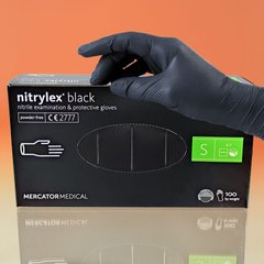 Рукавички міцні нітрилові неопудрені, чорні Nitrylex , S. 100 штук