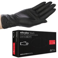 Перчатки прочные нитриловые неопудренные, черные Nitrylex L 4 штуки