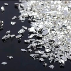 Скляна крихта подрібнена металік глянець колір "Срібло" для декору смоли, фракція 1-3 мм, 22г
