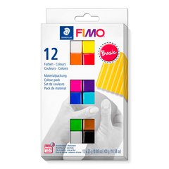 Набор полимерной глины для лепки Фимо Fimo Basic 12 шт. по 25 г