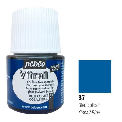 Фарба вітражна Пебео Pebeo Vitrail (Франція) 45 мл, прозора, кобальт синій 37