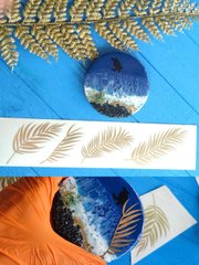 Наклейки цвет "золото", сет "Лист пальмы" из 1 шт. Art Resin Stickers. Для техник ResinArt. Мод. 25