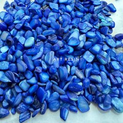 Шліфований камінь перламутр колір "синій", натуральний. Уп. 50 г, фракція 2-5 мм