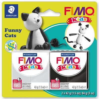 Подарунковий набір Фімо Fimo Kids "Веселі коти", 2 шт. глини в наборі