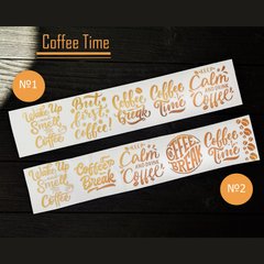 Наклейки цвет золото, сет "Кофе Coffee". Art Resin Stickers. Для техник ResinArt, Сет №1