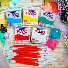 Подарунковий набір Фімо Софт +стеки для ліплення +лак +термоклей + блискітки