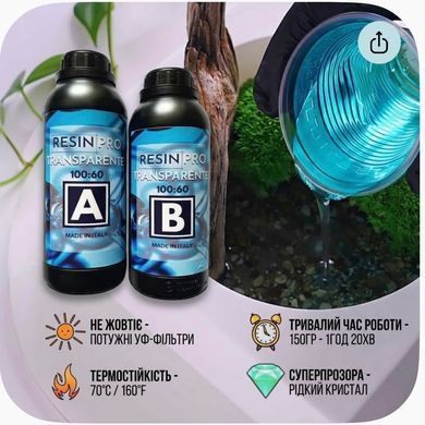 Рідка епоксидна смола Transparente. Уп. (0.4-1.6 кг). (Італія) від Resin Pro. Уп. 0.4 кг