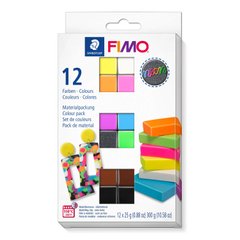 Набір полімерної глини Фімо для ляльок Fimo “Effect Neon Colours“, 12 кол. по 25 г