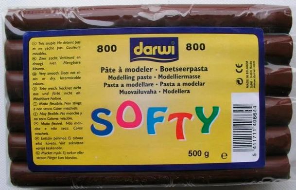 Пластилін Softy Софті (Бельгія), 500 г восковий, нейтральний до силіконів. Колір на вибір: білий