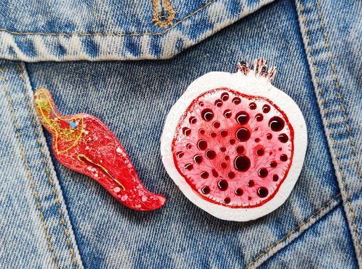 Молд форма для брошей в техниках Resin art, Petri и тд. Гранат+лист монстеры+перчик