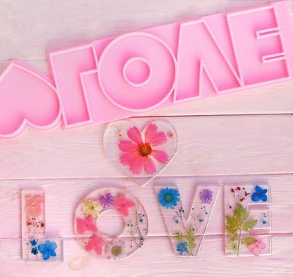 Знижка. Молд великий для декору "LOVE+серце", для смоли, гіпсу і пластиків, харчових форм