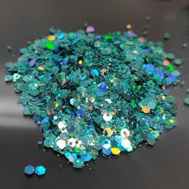 Брокат "Mystic Green" хамелеон зеленый блестки, фракция микс #20. Уп. 10 мл