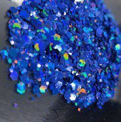 Брокат "Снігова королева" синій хамелеон блискітки, фракція мікс #61. Уп. 10 мл