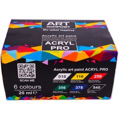Краски акриловые ACRYL PRO ART, 6 основных цветов *20 мл. Kompozit