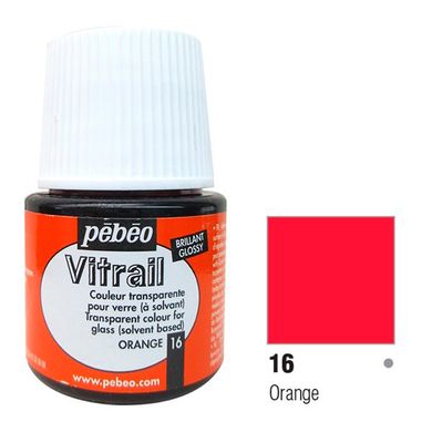 Краска витражная Пебео Pebeo Vitrail (Франция) 45 мл, прозрачная, апельсин 16