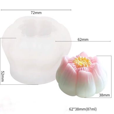Молд для свічки "Лотос", мод. 43, м'який та еластичний силікон. Розмір: 62 мм