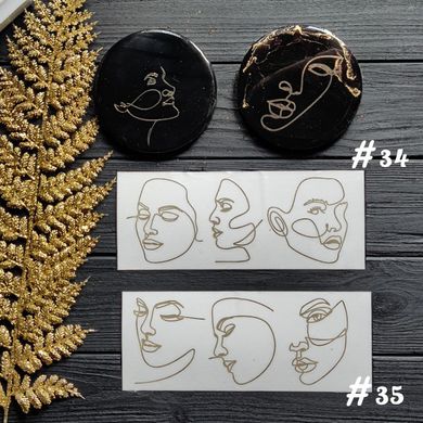 Наліпки колір золото "Faces" Обличчя, сет з 3 шт. Art Resin Stickers. Сет для технік ResinArt на вибір: cет номер 34